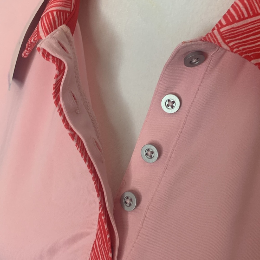 Adidas NWT Pink Patterned Climacool Golf Shirt Size L - Picture 7 of 10